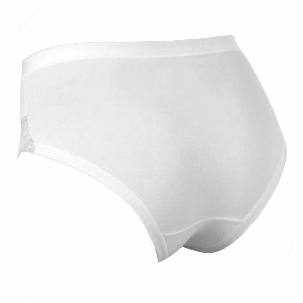 Women's underwear - thick side slit - lace trim on front - white - S