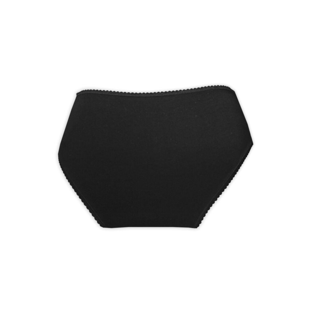Women's underwear - with thick sides - decorated with lace inserts at the front and waist - black - M