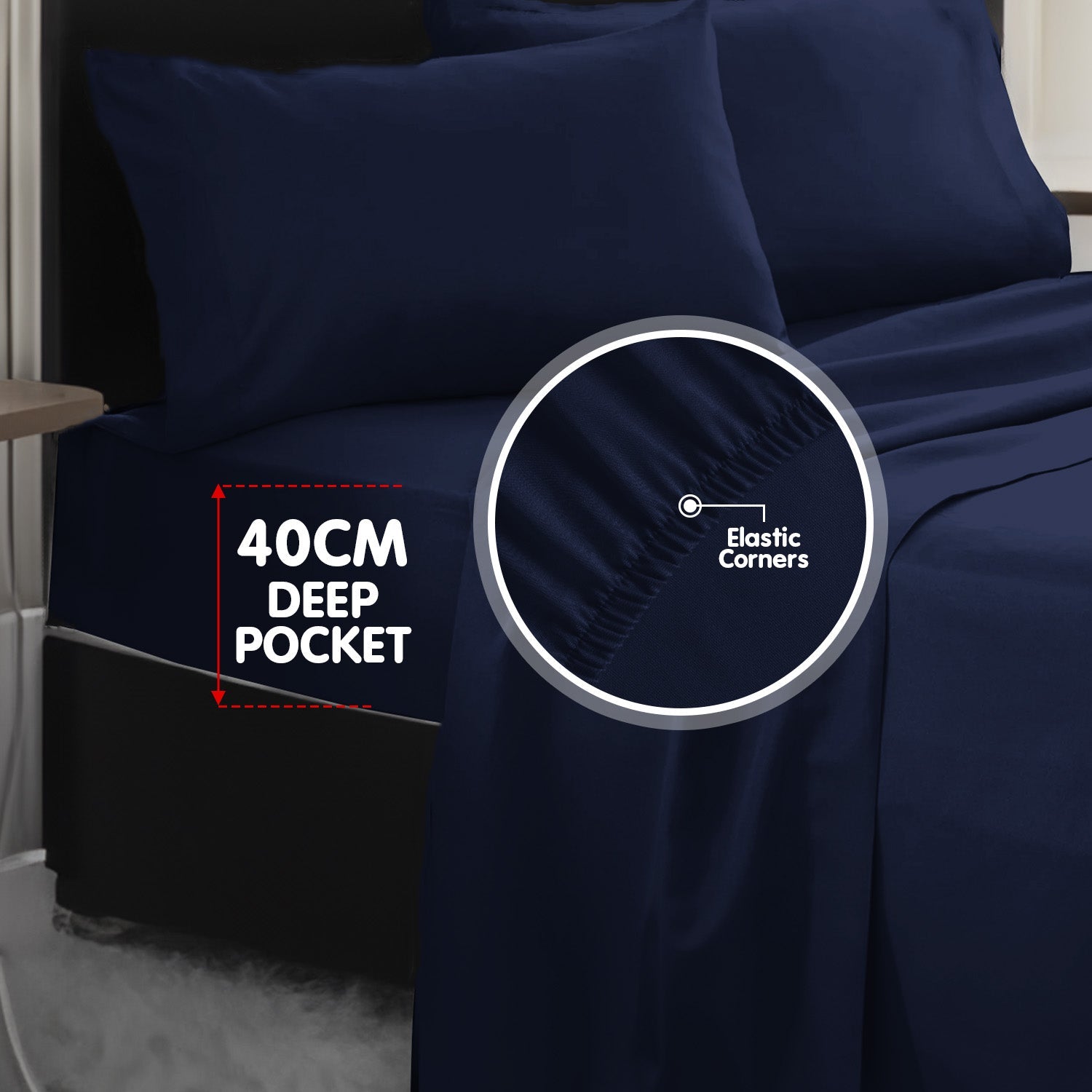NNEDPE 1000 Thread Count Cotton Rich King Bed Sheets 4-Piece Set - Navy