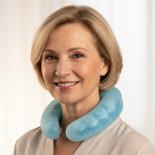 Femme caucasienne avec collier rafraîchissant